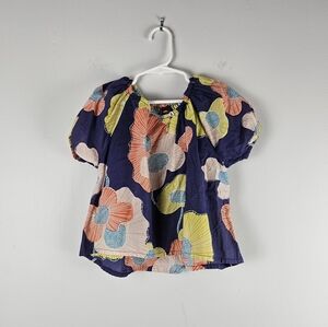 Tea Collection Floral Puff‎ Sleeve Top 100% Cotton 4